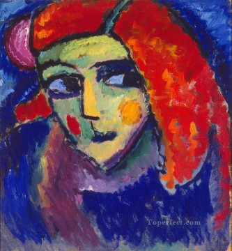 表現主義 Painting - 赤い髪の青白い女性 1912 アレクセイ・フォン・ヤウレンスキー 表現主義
